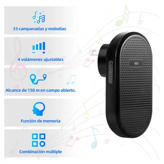 Foto 2 | Timbre Inalambrico Impermeable Con 1 Transmisor Y 1 Receptor Eo Safe Imports Esi-18823 Negro