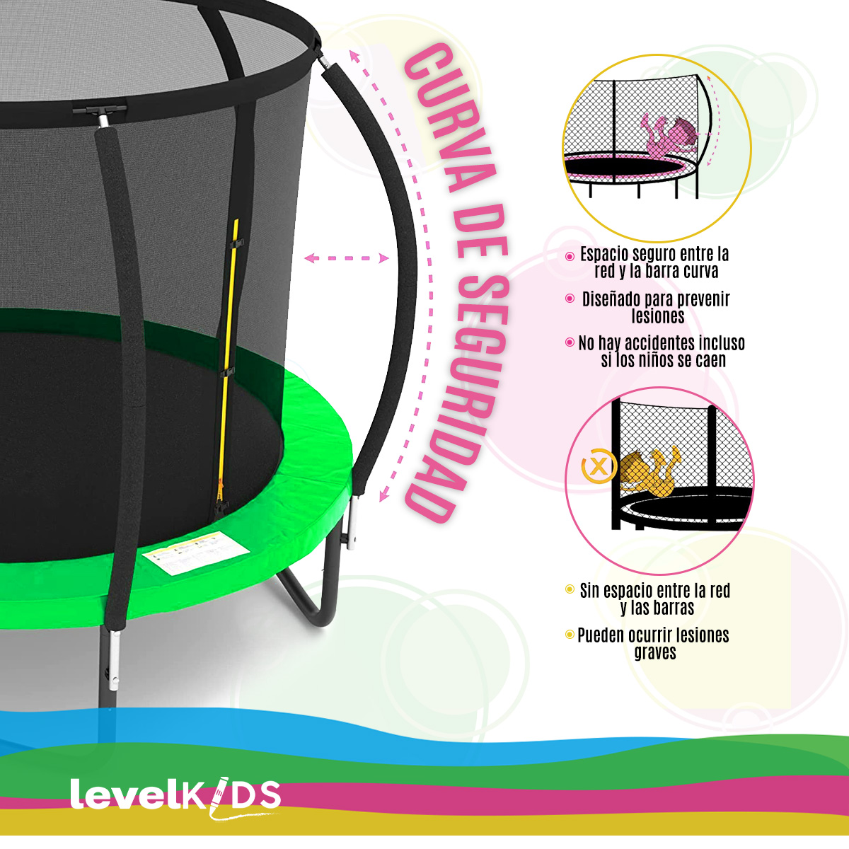 Foto 4 | Trampolin LEVEL FITNESS Pumpkin color Verde 12FT