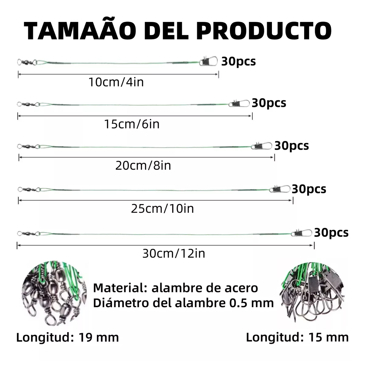 Foto 2 | 150pcs Lideres Acero Con Destorcedor Y Seguro Pesca Eo Safe Imports Esi-17149 Verde
