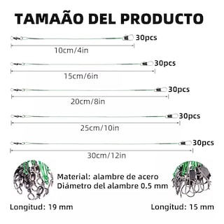 Foto 2 | 150pcs Lideres Acero Con Destorcedor Y Seguro Pesca Eo Safe Imports Esi-17149 Verde