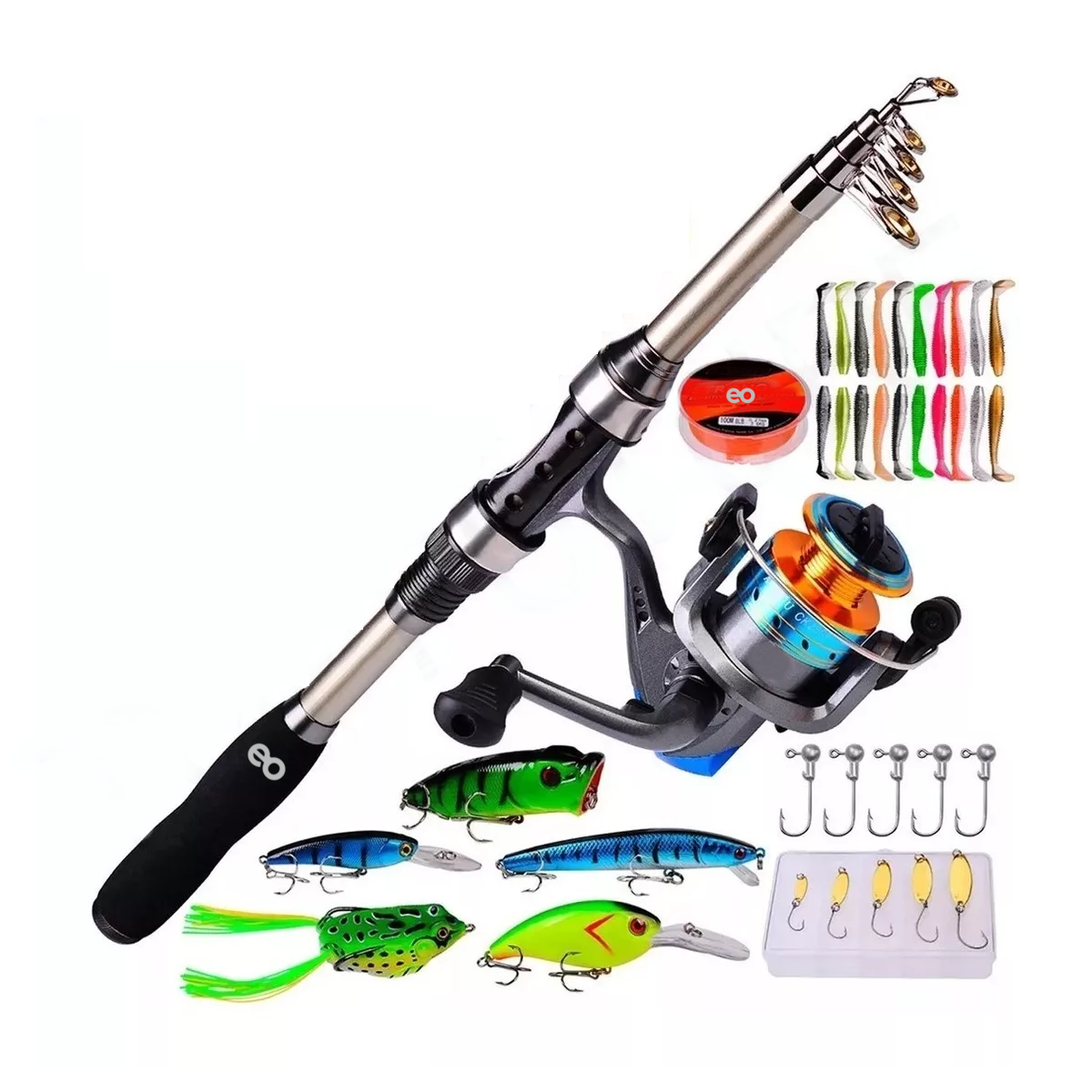 Foto 1 | Kit de Pesca 1.8m Caña Carrete Señuelo Accesorio Bolsa Completo