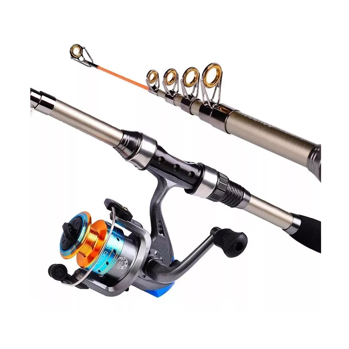Foto 3 | Kit de Pesca 1.8m Caña Carrete Señuelo Accesorio Bolsa Completo