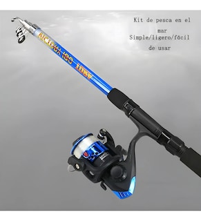 Foto 3 | Carrete De Caña De Pescar Combo Kit Completo Pescar Azul