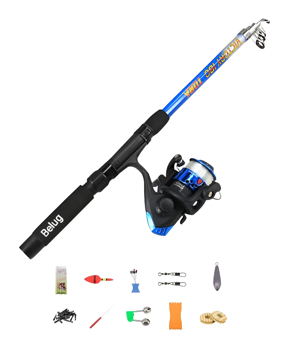 Foto 1 | Carrete De Caña De Pescar Combo Kit Completo Pescar Azul