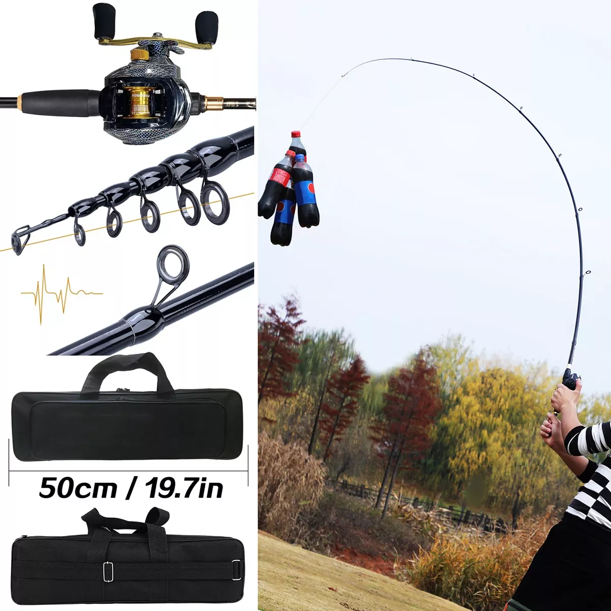 Foto 3 | Kit Pesca 2.4m Caña Carrete Accesorios Bolsa Completa Eo Safe Imports Esi-11611 Multicolor