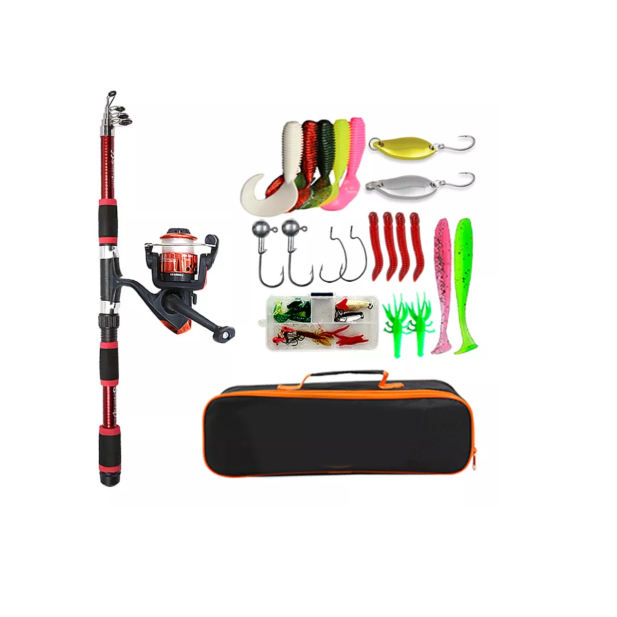 Kit Pesca 1.8m Cañas Señuelo Con Cuerda Enrollada Accesorios Eo Safe Imports Esi-15259 Multicolor