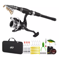 Kit Caña De Pescar Y Carrete 30 Pzas Eo Safe Imports Esi-6856-1 Negro