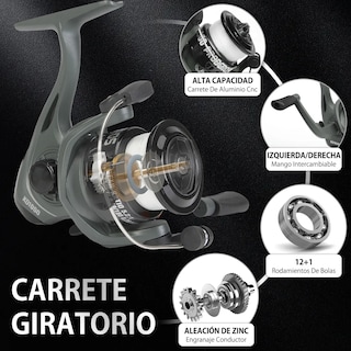 Foto 2 | Kit De Caña De Pescar Profesional Con Caja De Señuelos 1.8 Metros Eo Safe Imports Esi-19136 Gris
