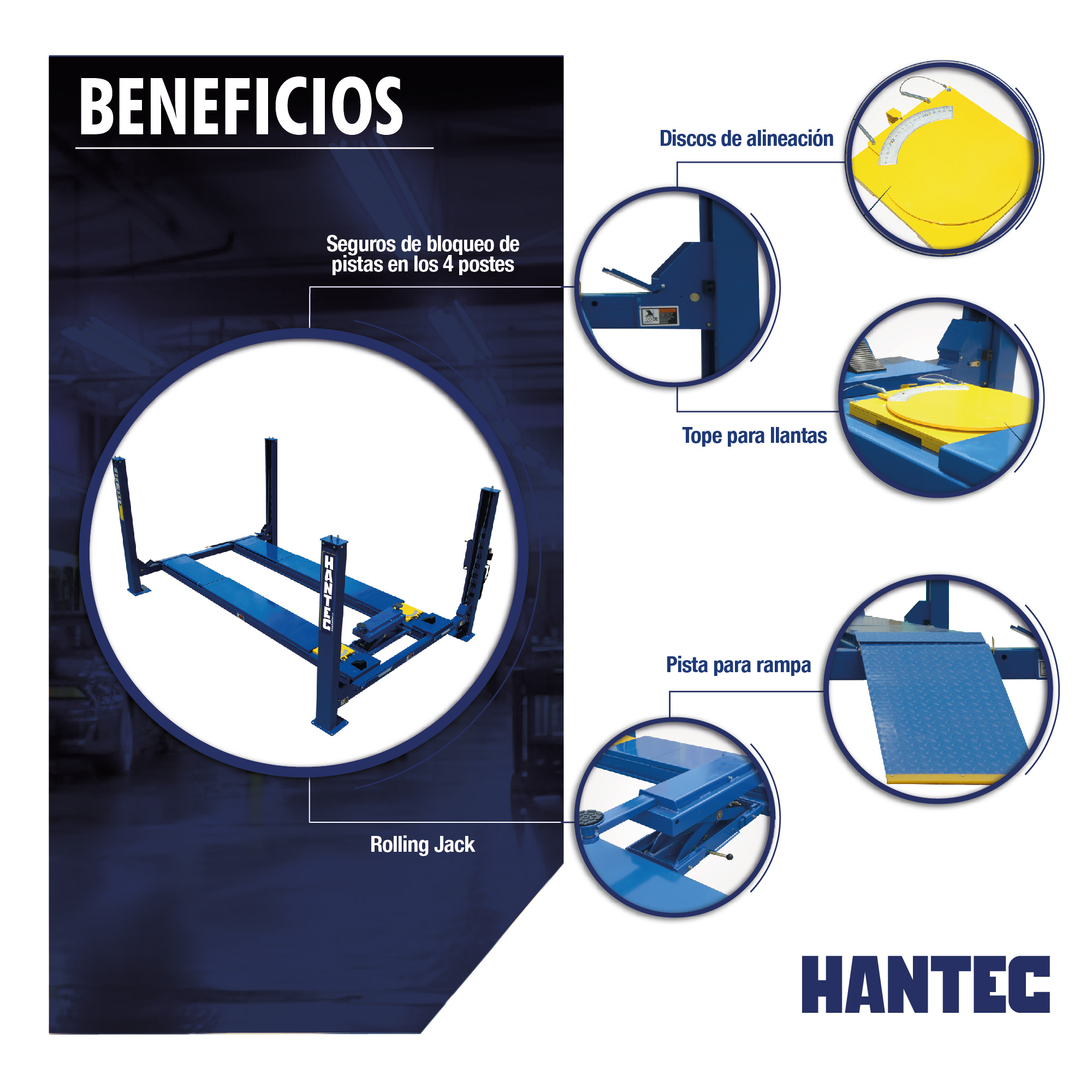 Foto 3 | Rampa 4 Postes Discos de Alineación 10500 Lbs Rolling Jack