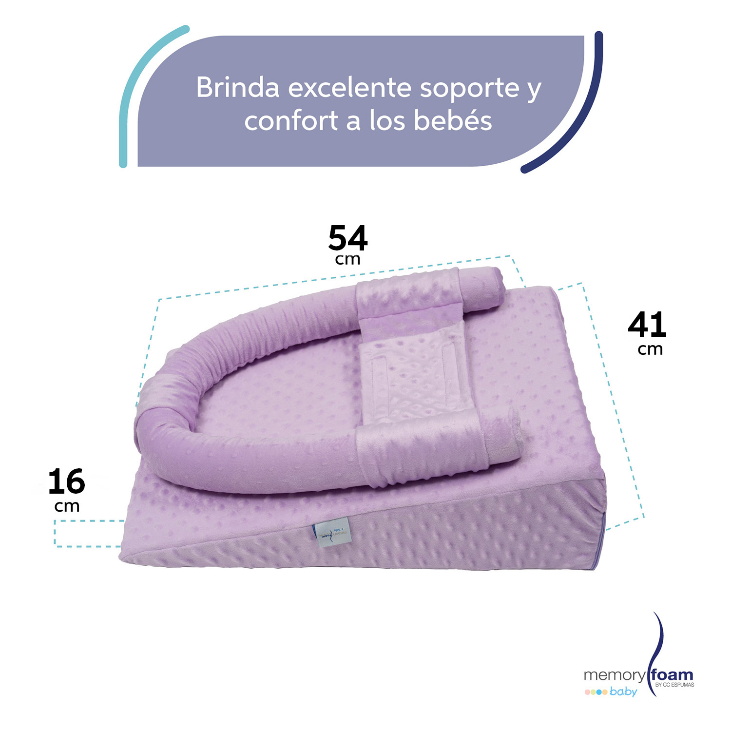 Foto 5 | Reflujo Con Cilindro  Para Bebé Lila, 54 X 41 X 16, Memory Foam