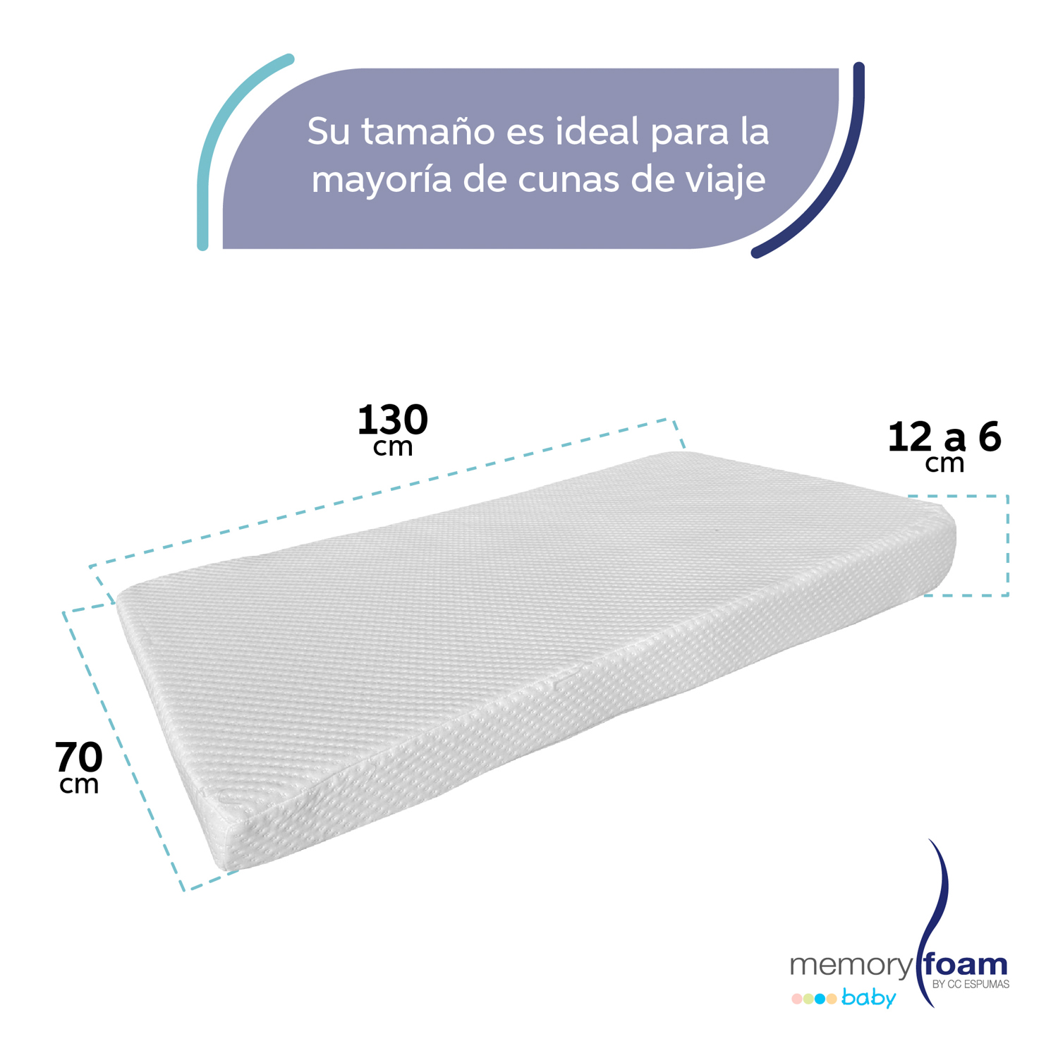 Foto 6 pulgar | Colchón Memory Foam Cuna Antirreflujo 130 X 70 X 12 A 6 Cm