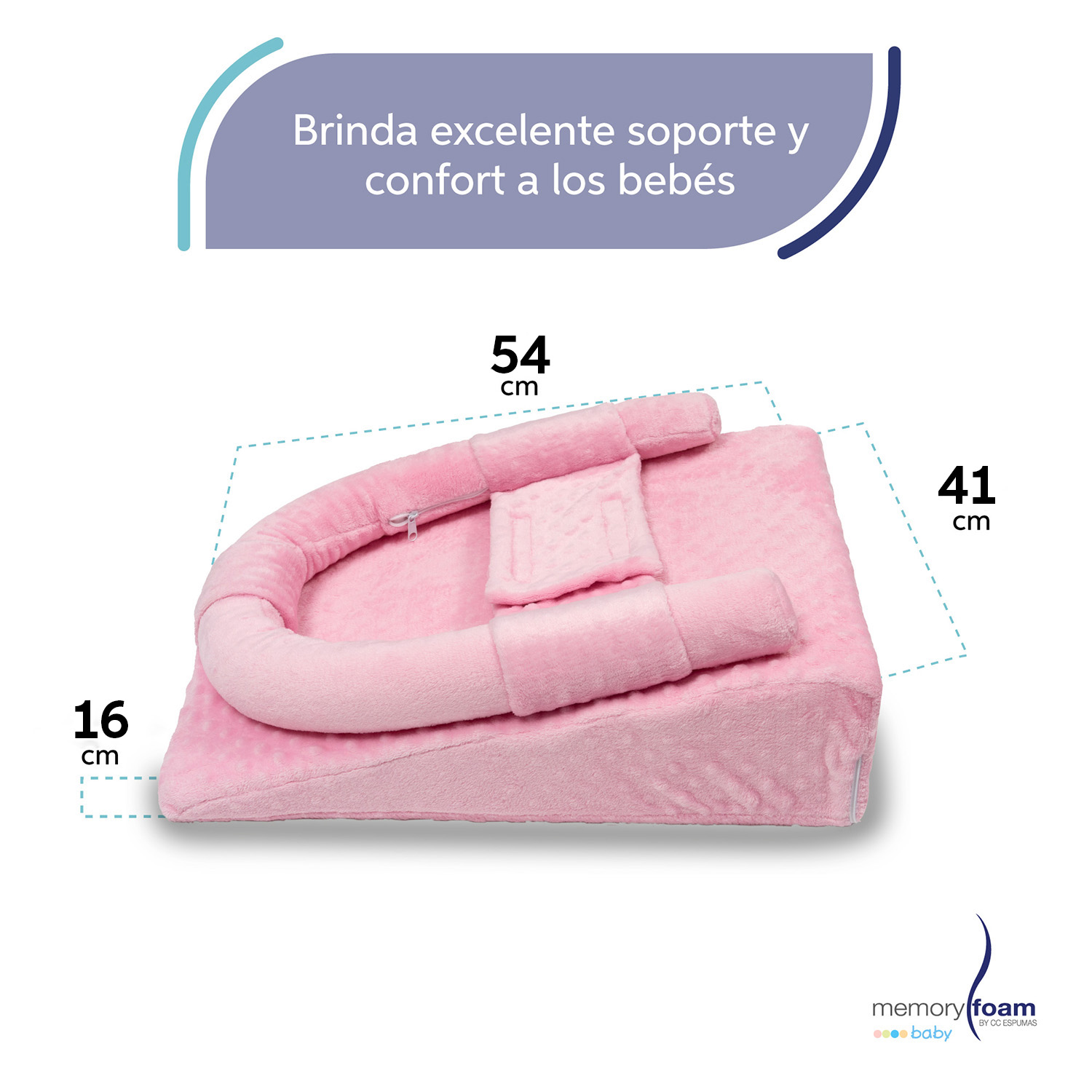 Foto 6 pulgar | Reflujo Con Cilindro Para Bebé Rosa, 54 X 41 X 16, Memory Foam