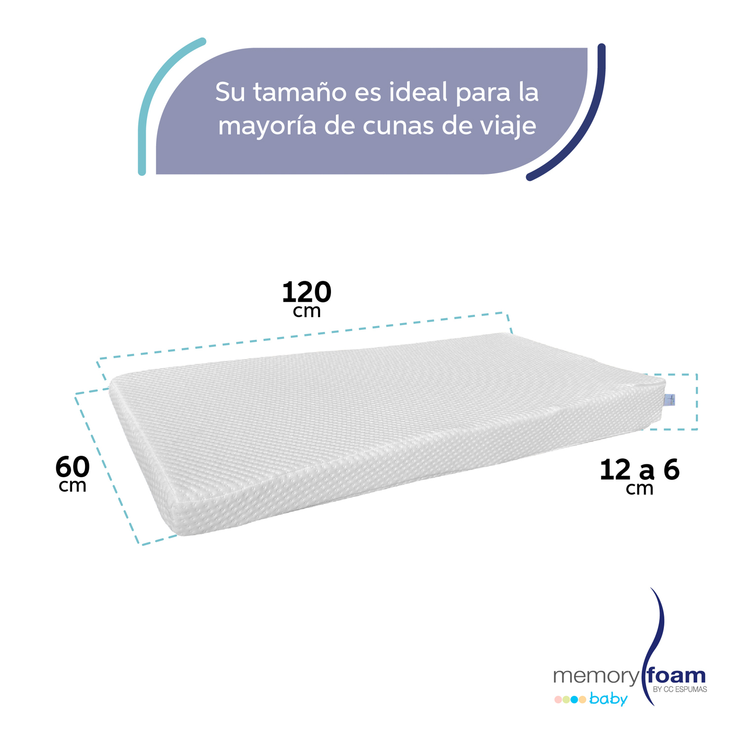 Foto 5 | Memory Foam Colchón Cuna Antirreflujo, 120 X 60 X 12 A 6 Cm