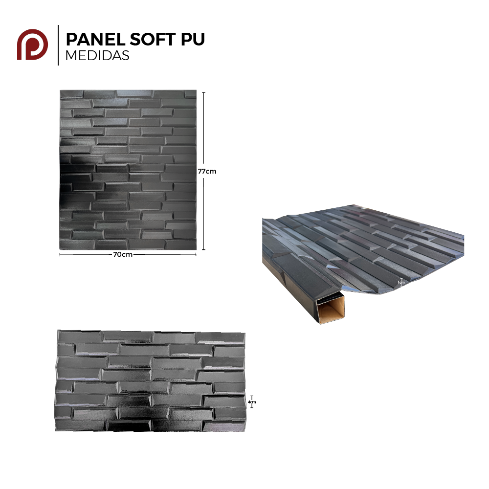 Foto 3 pulgar | Panel Decorativo 3D Block color Negro 70 x 77 cm