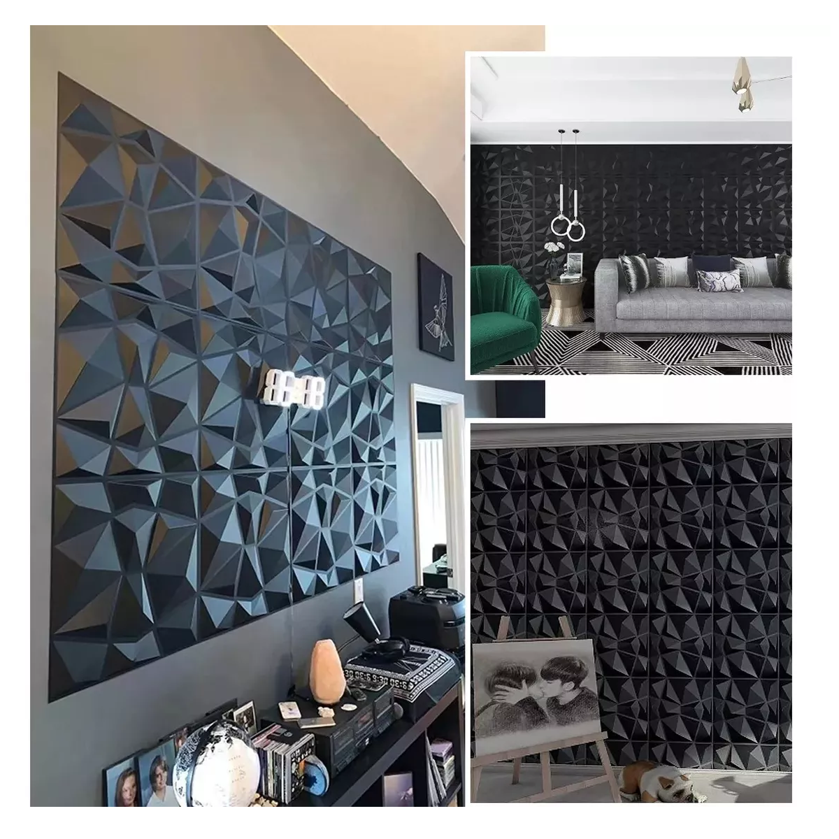 Foto 2 | Panel Decorativo 3D PVC  50x50cm 12 pzas con Pegamento Eo Safe Imports Esi-10936 Negro