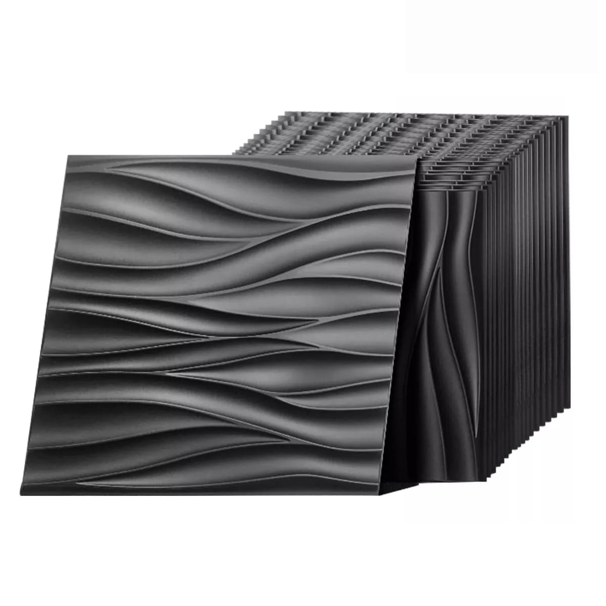 Panel Decorativo 3D Impermeable PVC 50x50cm 14 pzas Eo Safe Imports Esi-10937 Negro $1,499