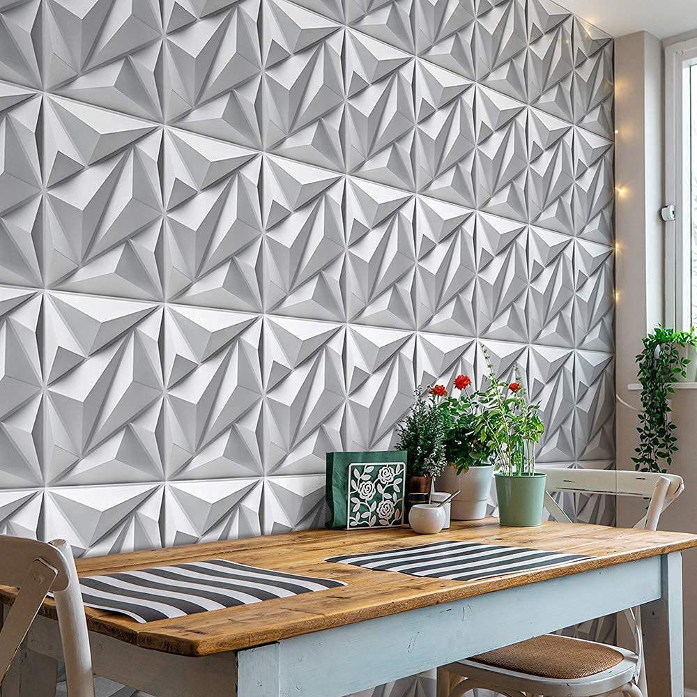 Foto 4 pulgar | 20 Pz Panel Decorativo 3d Para Pared Diagonal 50x50cm 5m2 Cubiertos, Panel De Pared 3d Impermeable, Con Cinta De Dobl