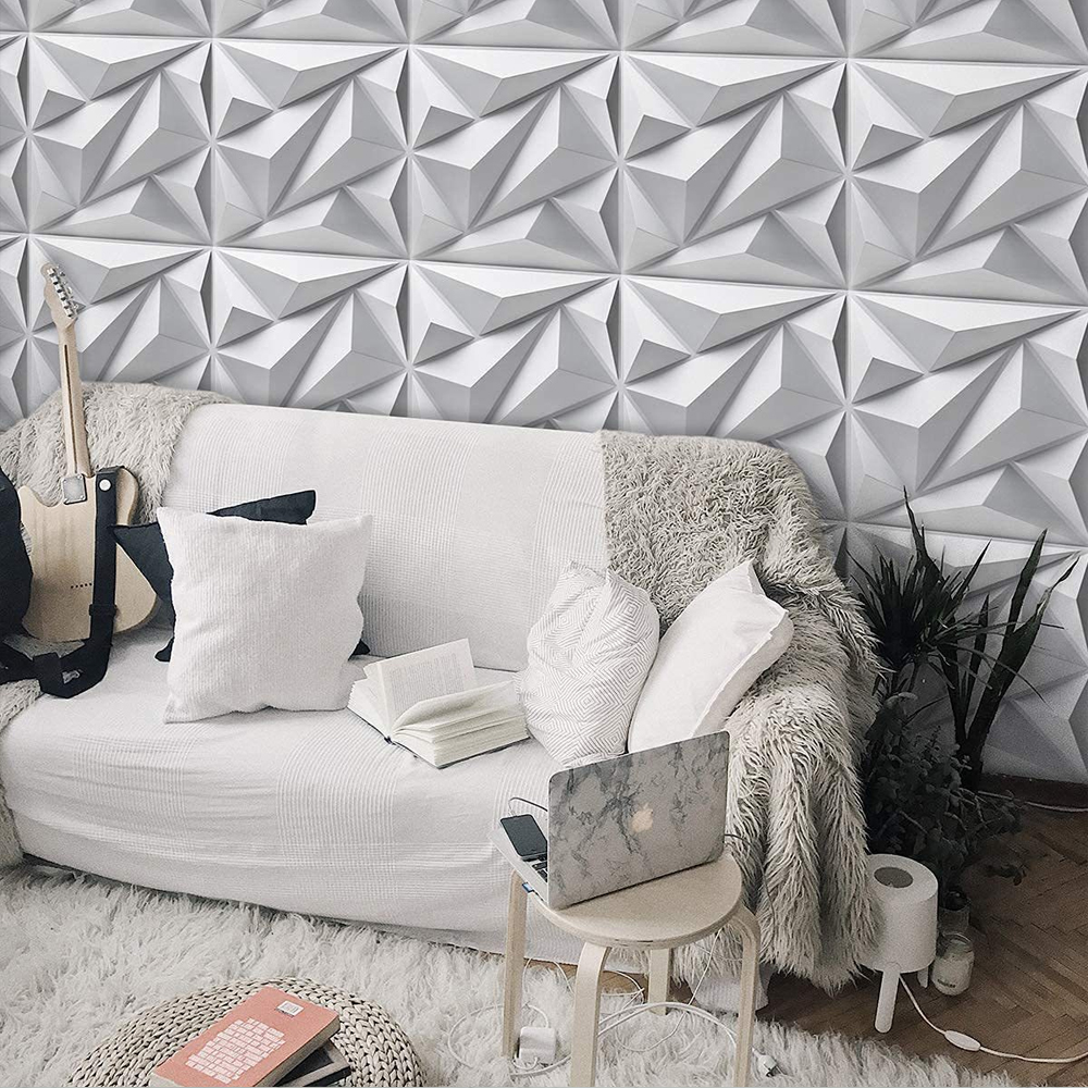 Foto 5 pulgar | 20 Pz Panel Decorativo 3d Para Pared Diagonal 50x50cm 5m2 Cubiertos, Panel De Pared 3d Impermeable, Con Cinta De Dobl