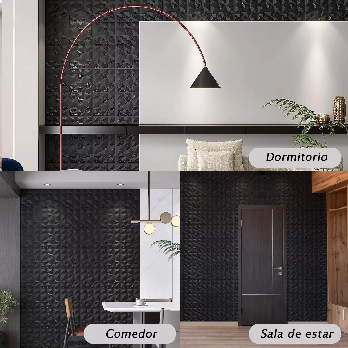 Foto 3 pulgar | Set 40pc Panel 3d Decoración Pvc Pared Impermeable 50*50cm Eo Safe Imports Esi-13183 Negro