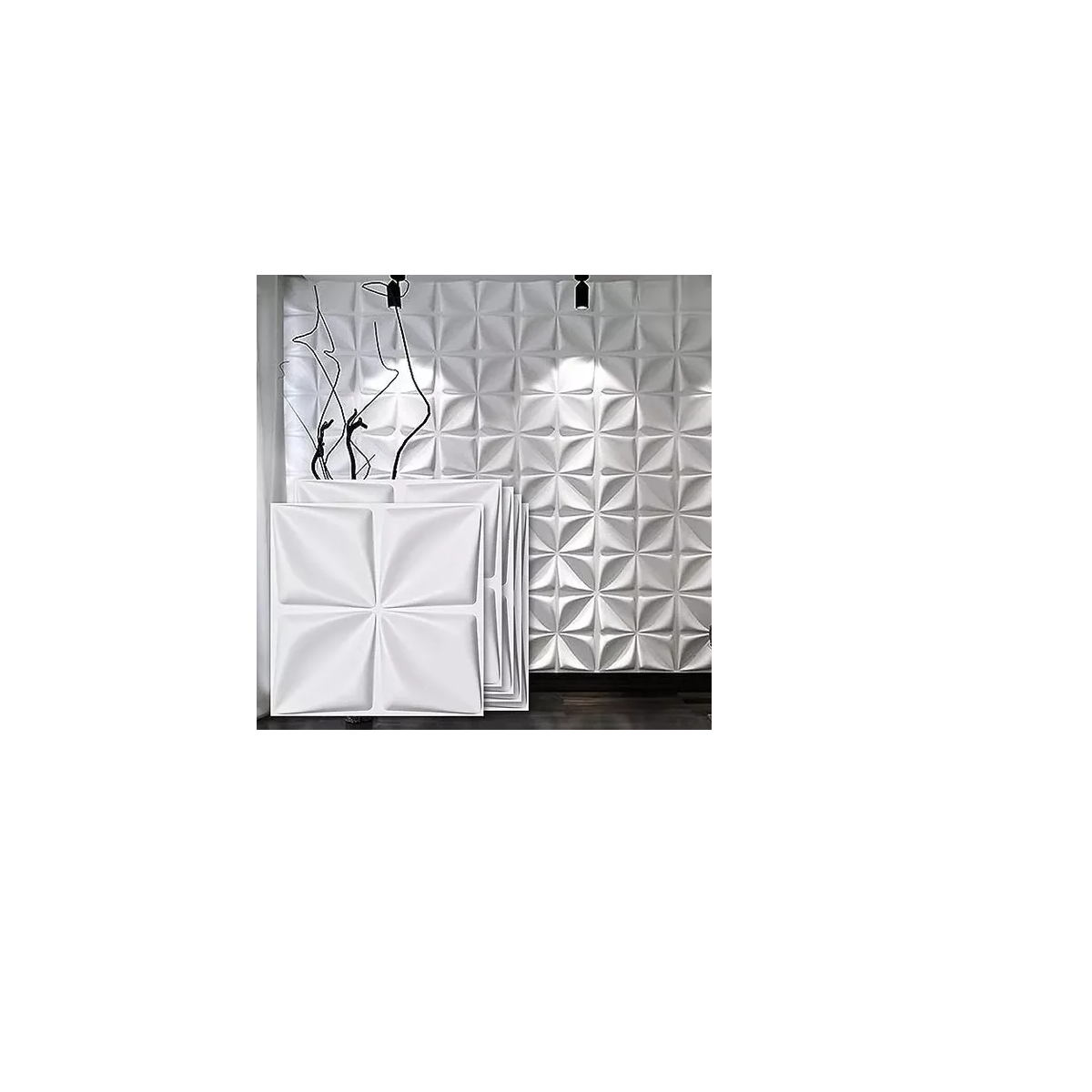 Foto 3 pulgar | Set Paneles Decorativos 3d Pvc Para Pared 30x30cm 12pzas Eo Safe Imports Esi-13192 Blanco