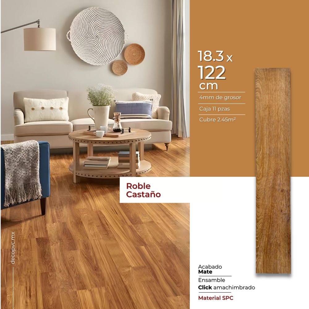 Foto 4 pulgar | Piso Vinílico Imitación Madera/instalación Sin Pegamento Decoclick (roble Castaño)