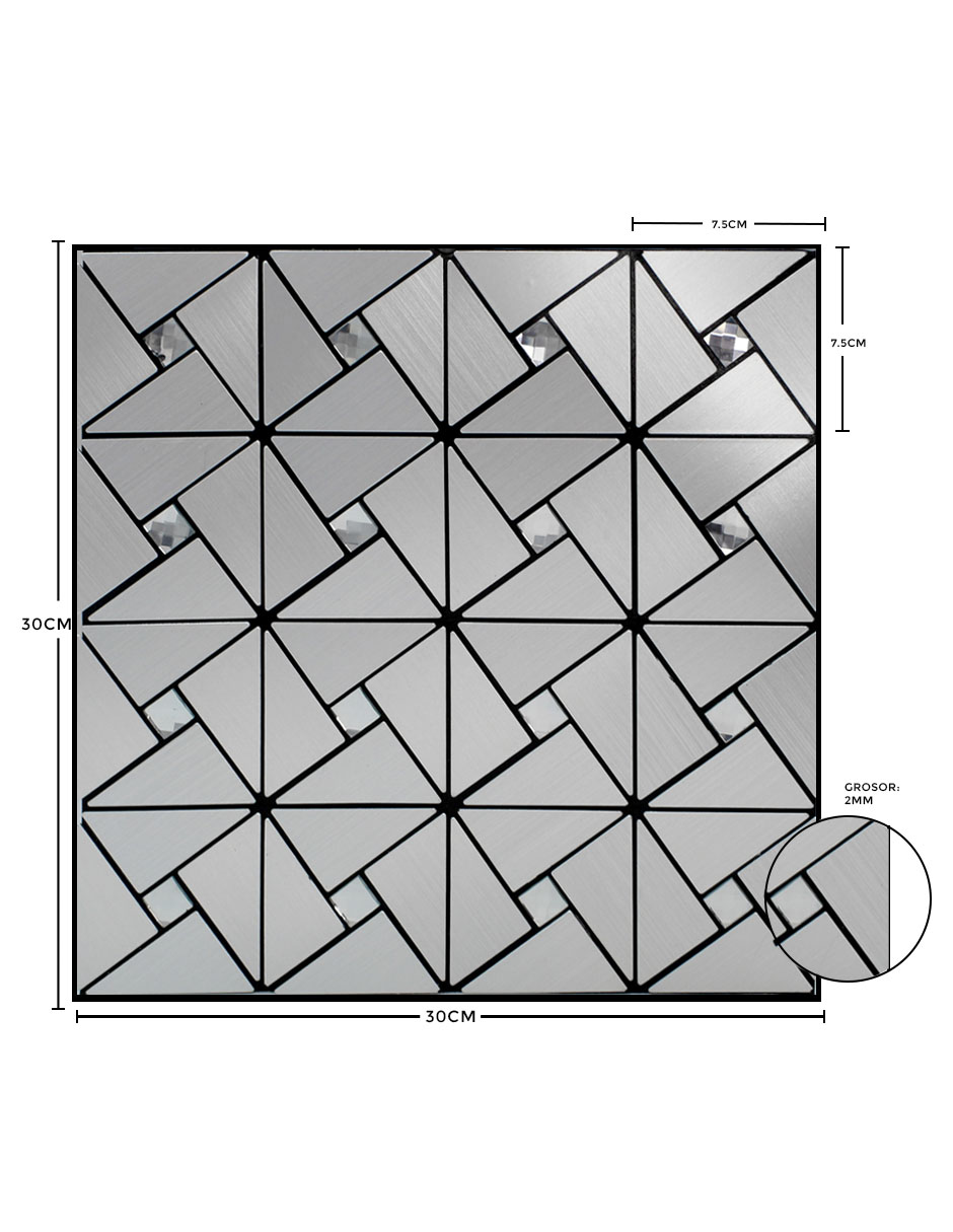 Foto 5 | Mosaico Autoadherible Para Pared Tipo Acero/ 11pz (1m2)