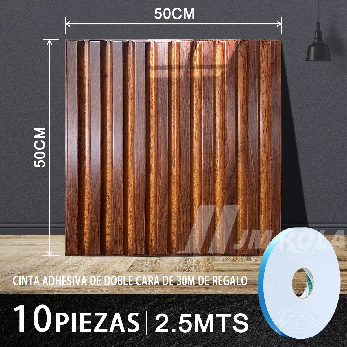 Foto 3 pulgar | Panel Tipo Lambrin  Decorativos 3d Pvc 50x50cm 10 pzs.Eo Safe Imports Esi-17583 Marron