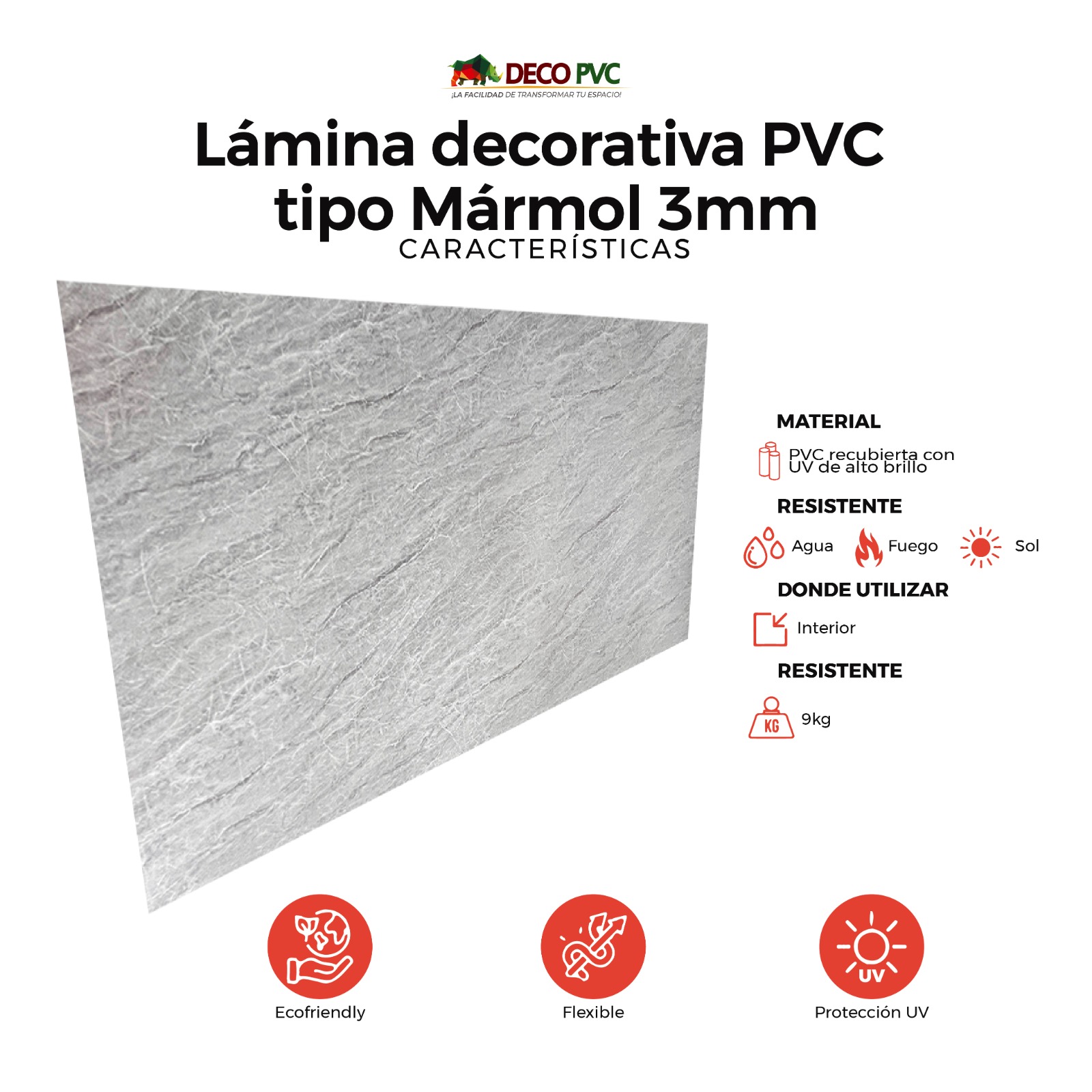 Foto 4 | Deco Pvc Lámina Pvc Tipo Mármol 1.22x2.44m 3mm Pack 2