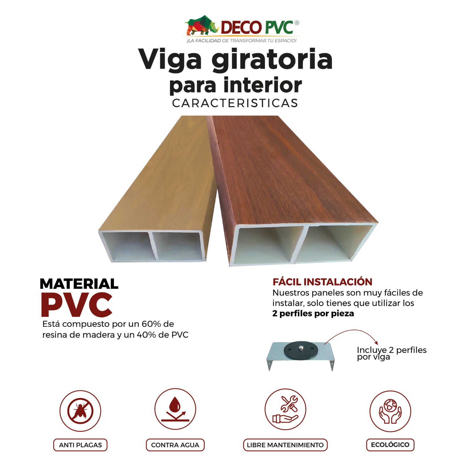 Foto 5 pulgar | Pérgola O Viga Decorativa Para Interior 6pz Con Accesorio