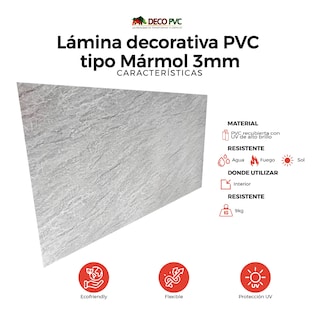 Foto 4 | Deco Pvc Lámina Pvc Tipo Mármol 1.22x2.44m 3mm Pack 2