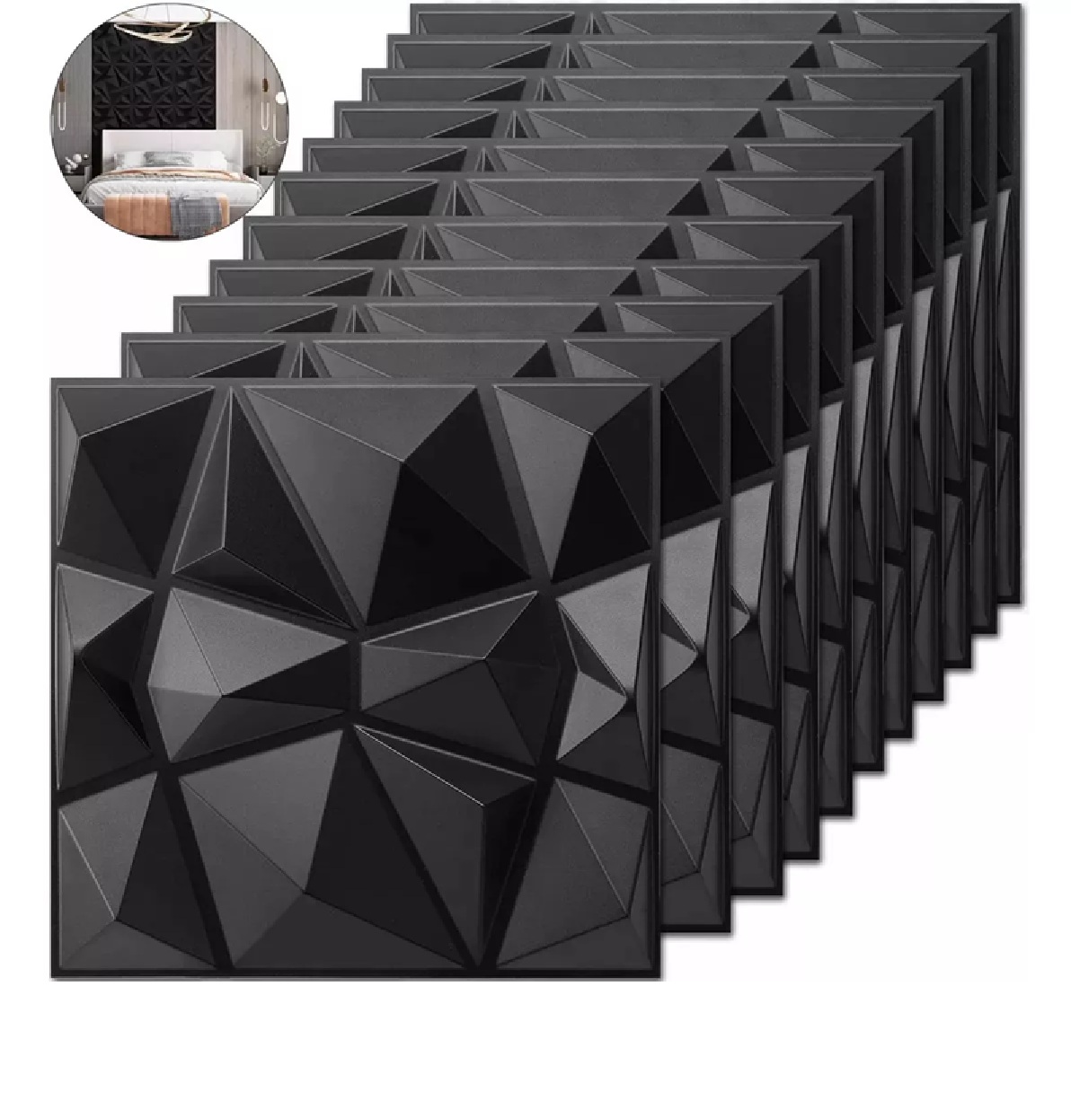 Foto 3 pulgar | Panel Decorativo HappyWare Negro en 3d 20 Piezas
