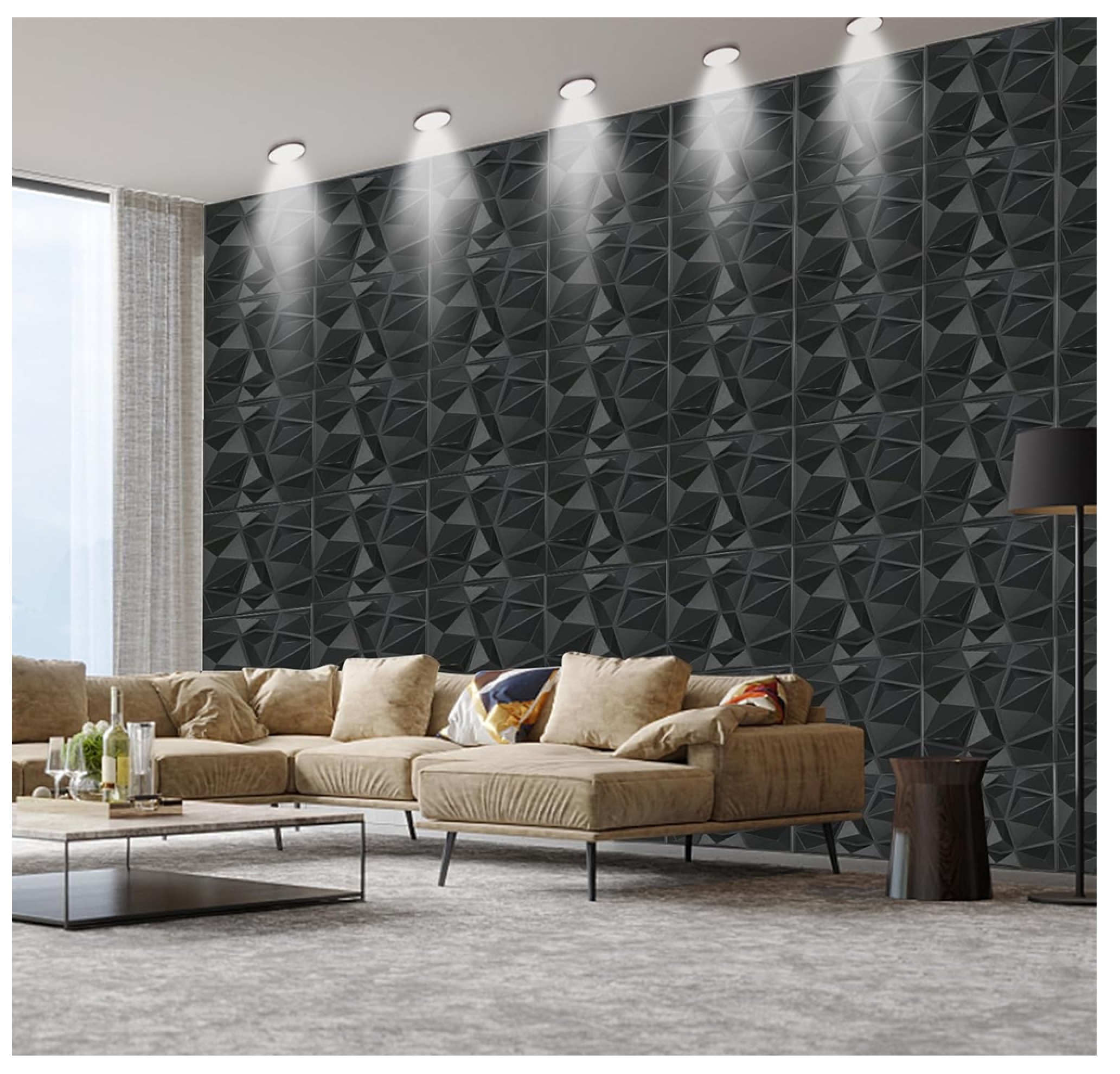 Foto 6 pulgar | Panel Decorativo HappyWare Negro en 3d 20 Piezas
