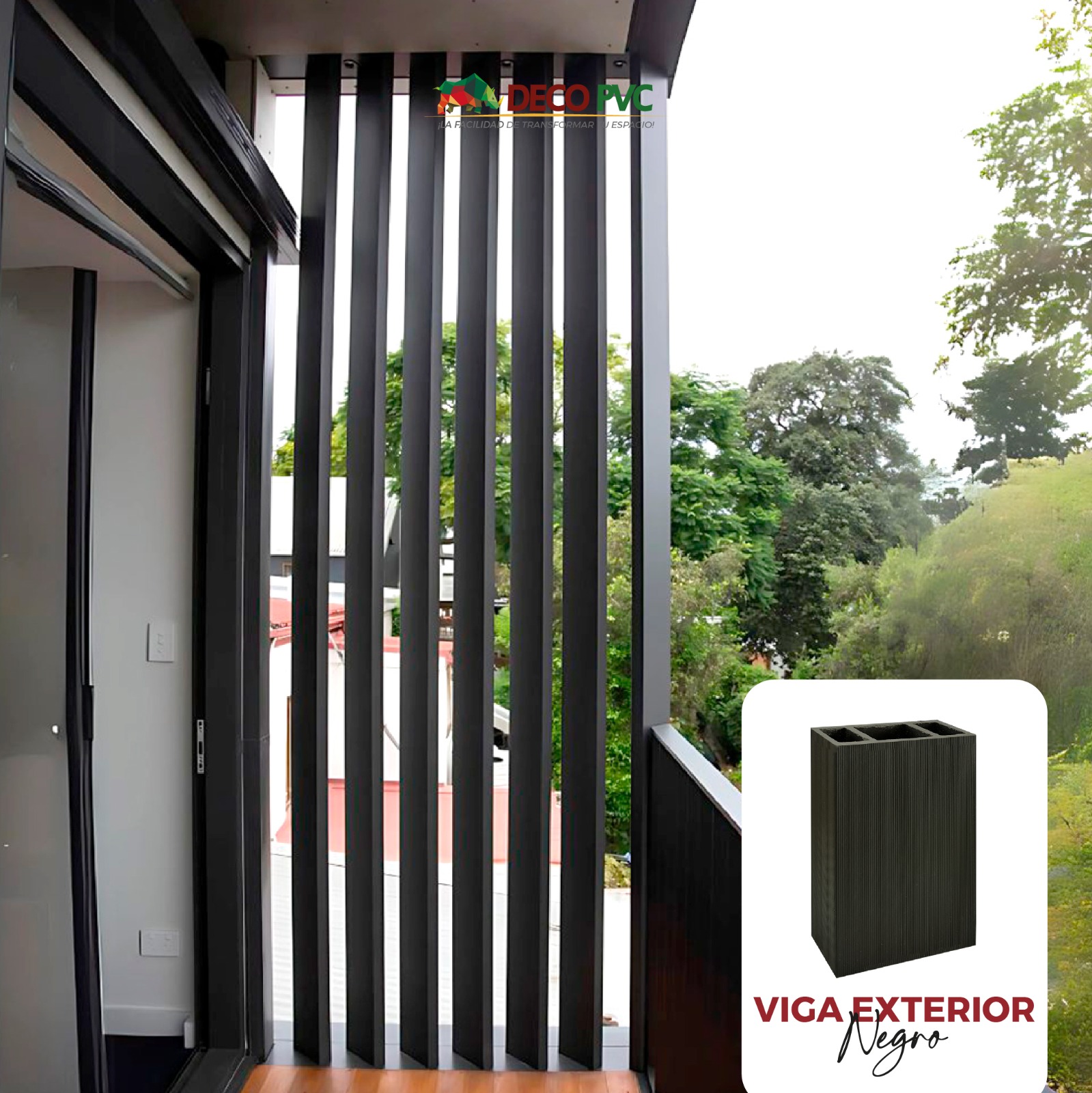 Foto 2 | Viga Para Exterior Wpc Con Accesorios / 4pz / 5x10x280cm (Negro)