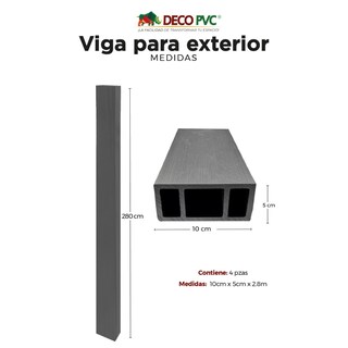 Foto 3 | Viga Para Exterior Wpc Con Accesorios / 4pz / 5x10x280cm (Negro)