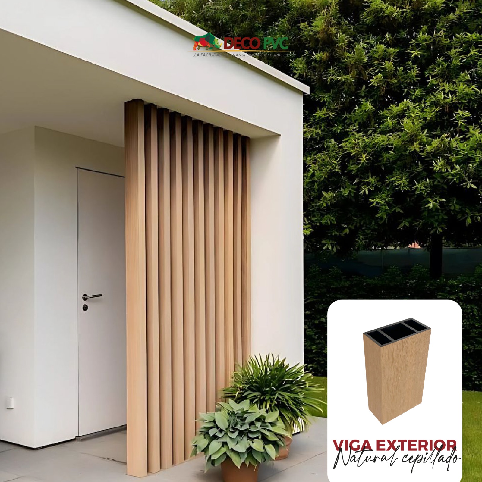 Foto 3 pulgar | Viga Para Exterior Wpc Con Accesorios / 4pz / 5x10x280cm (Natural Cepillado)