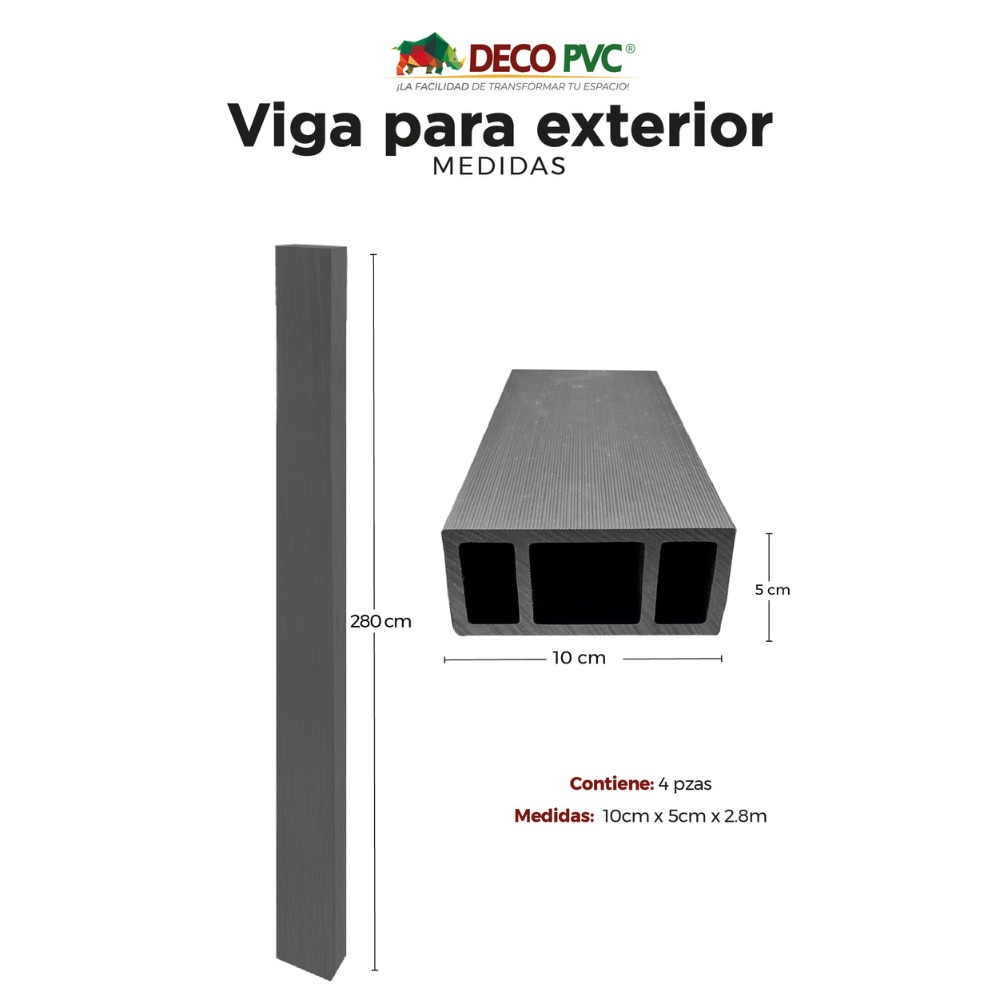Foto 4 pulgar | Viga Para Exterior Wpc Con Accesorios / 4pz / 5x10x280cm (Natural Cepillado)