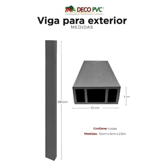 Foto 3 | Viga Para Exterior Wpc Con Accesorios / 4pz / 5x10x280cm (Natural Cepillado)