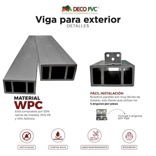 Foto 4 | Viga Para Exterior Wpc Con Accesorios / 4pz / 5x10x280cm (Natural Cepillado)