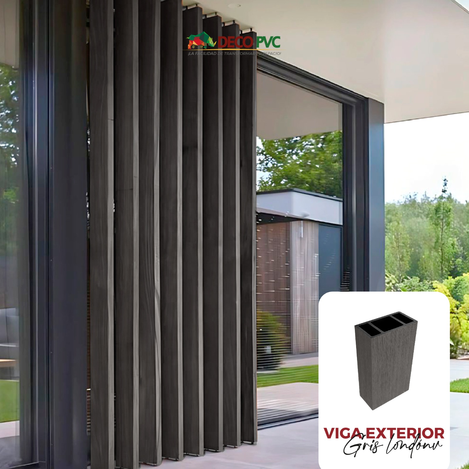 Foto 3 pulgar | Viga Para Exterior Wpc Con Accesorios / 4pz / 5x10x280cm (Gris London)
