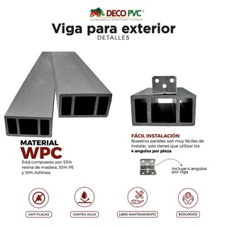 Foto 3 | Viga Para Exterior Wpc Con Accesorios / 4pz / 5x10x280cm (Gris London)