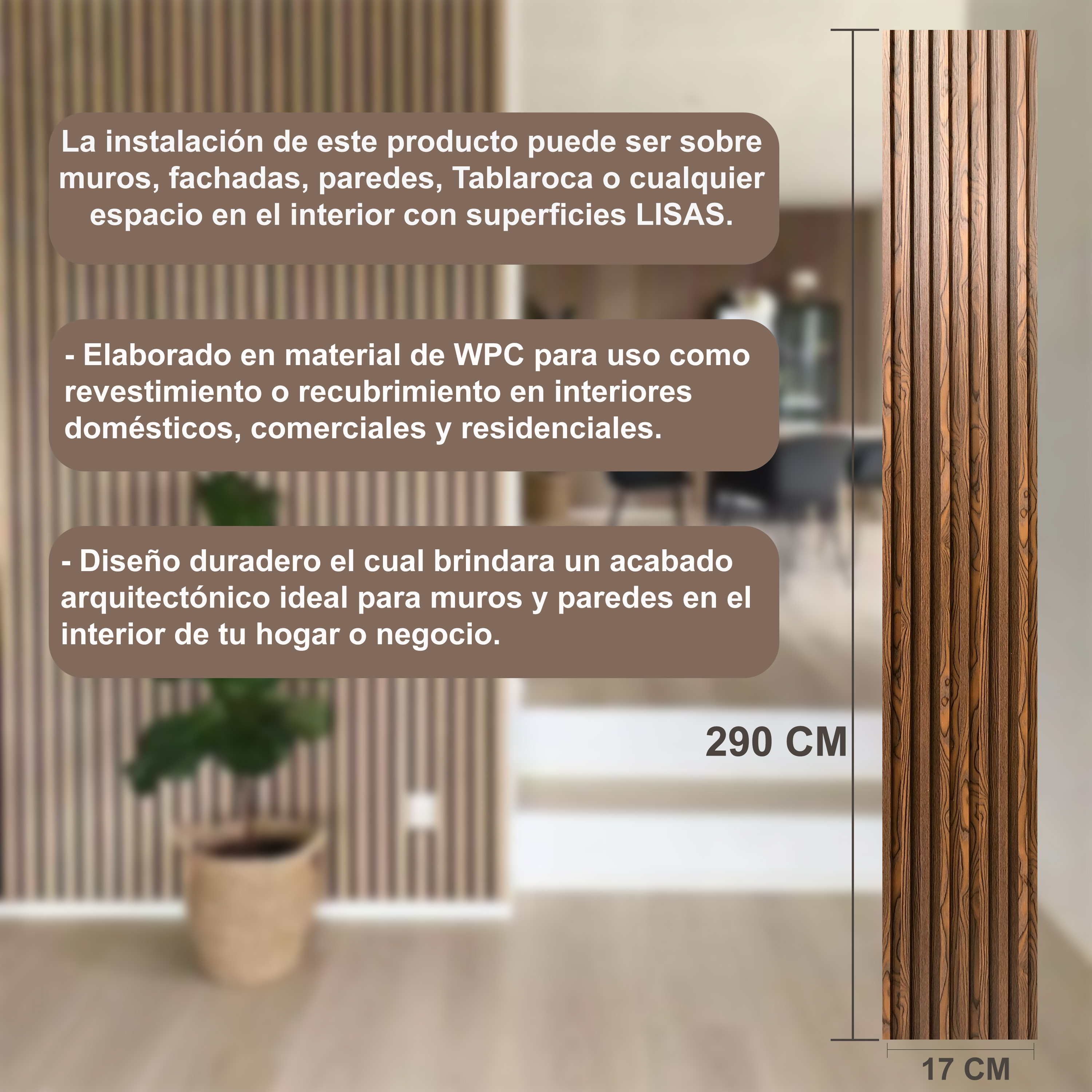 Foto 4 pulgar | Lambrín Panel Decorativo Madera Wpc Encino Oscuro 14 Piezas 290 x 17cm