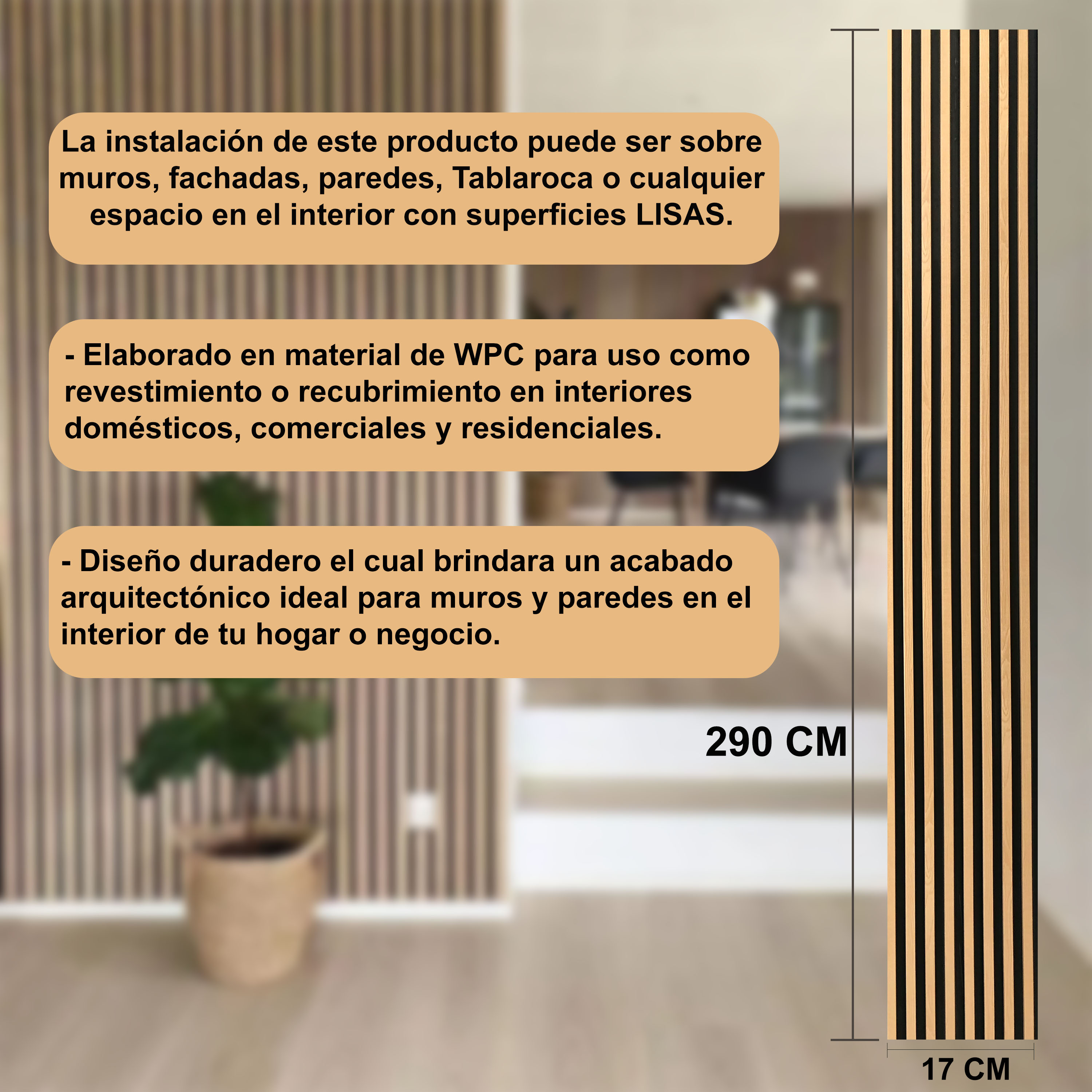Foto 4 pulgar | Lambrín Decorativo Madera Wpc Roble Natural 290 x 17cm 14 Piezas
