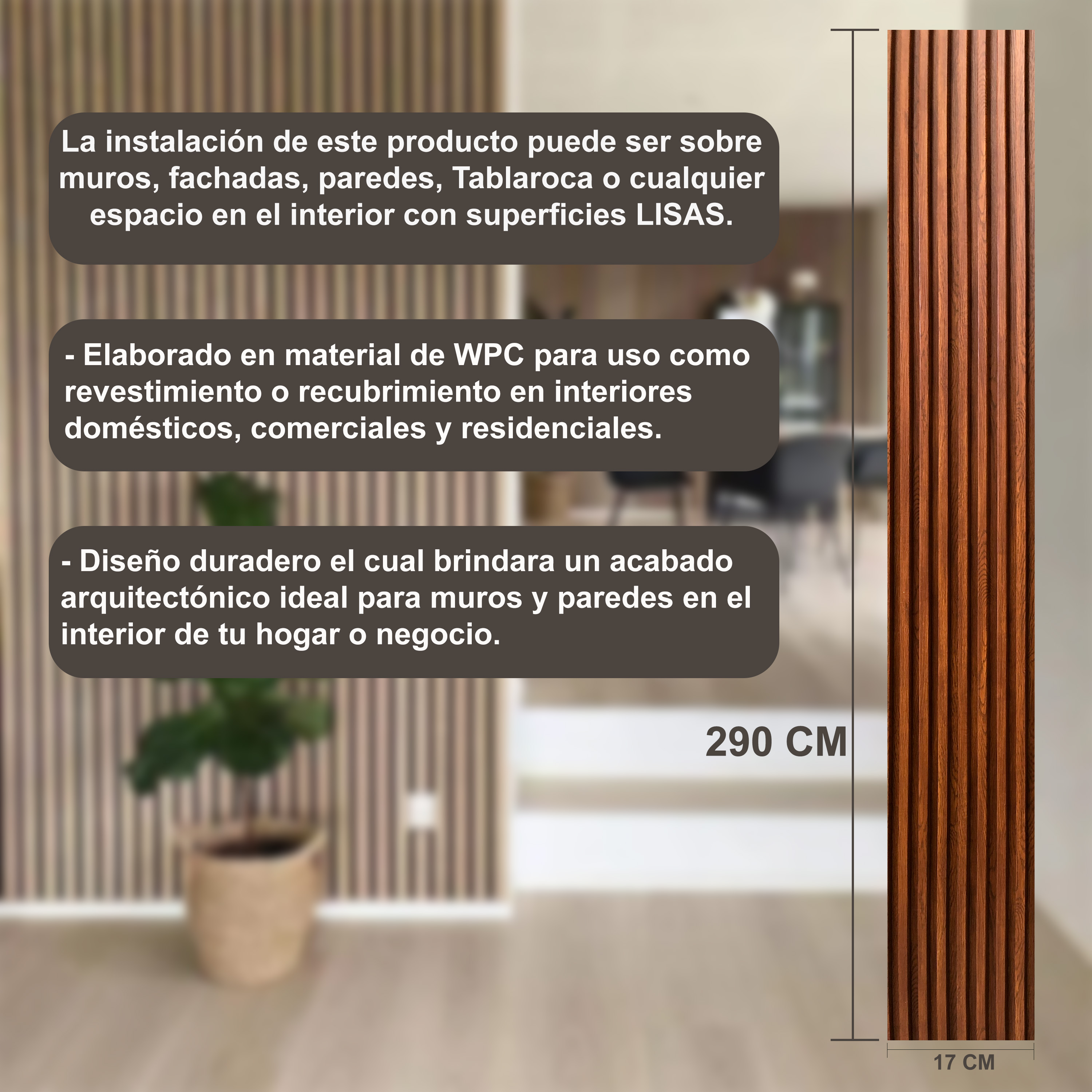 Foto 4 pulgar | Lambrín Decorativo Madera Wpc Nogal Rústico 290 x 17cm 14 Piezas