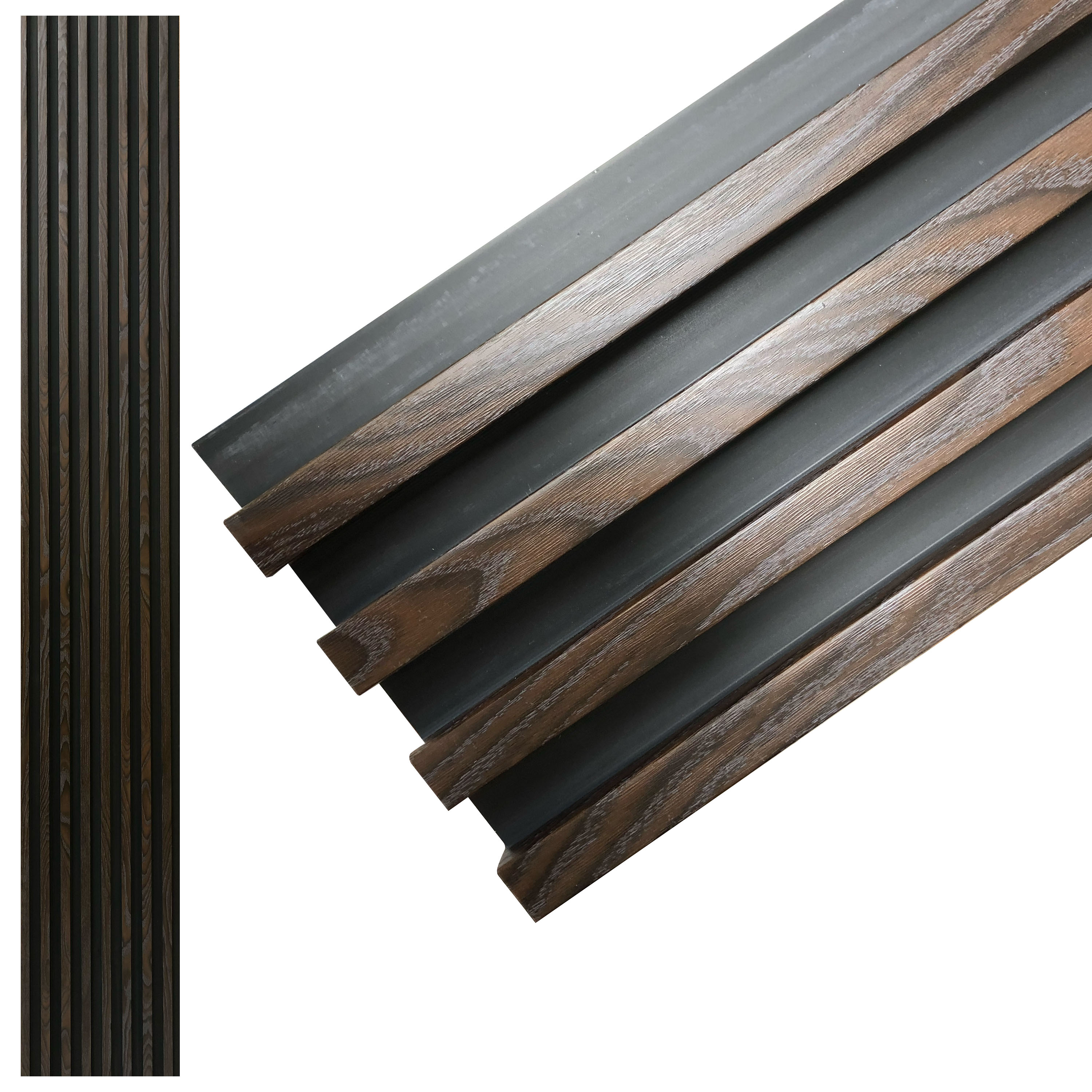 Foto 1 | Lambrín Decorativo Madera Wpc Nogal Ahumado 290 x 17cm 14 Piezas