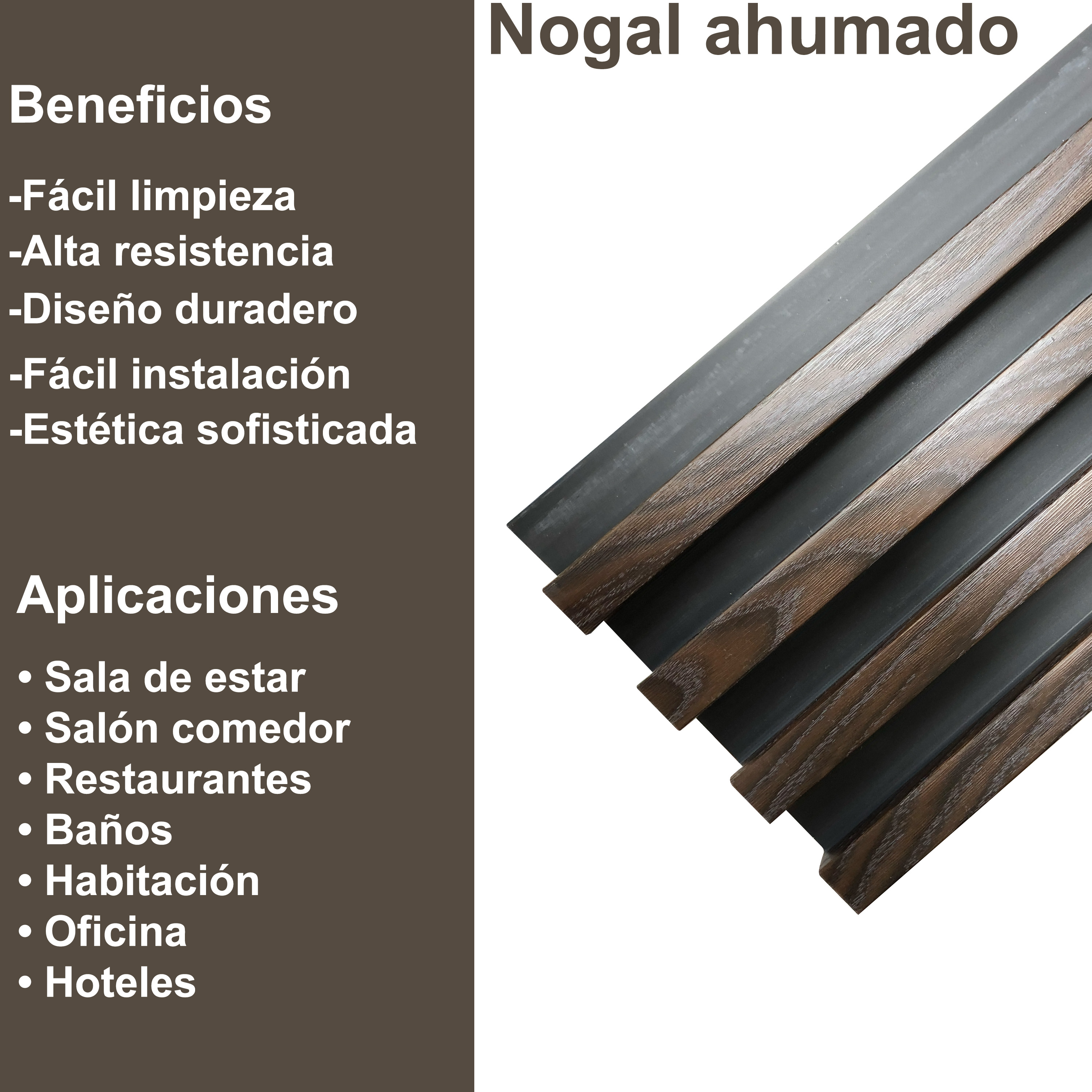 Foto 3 pulgar | Lambrín Decorativo Madera Wpc Nogal Ahumado 290 x 17cm 14 Piezas