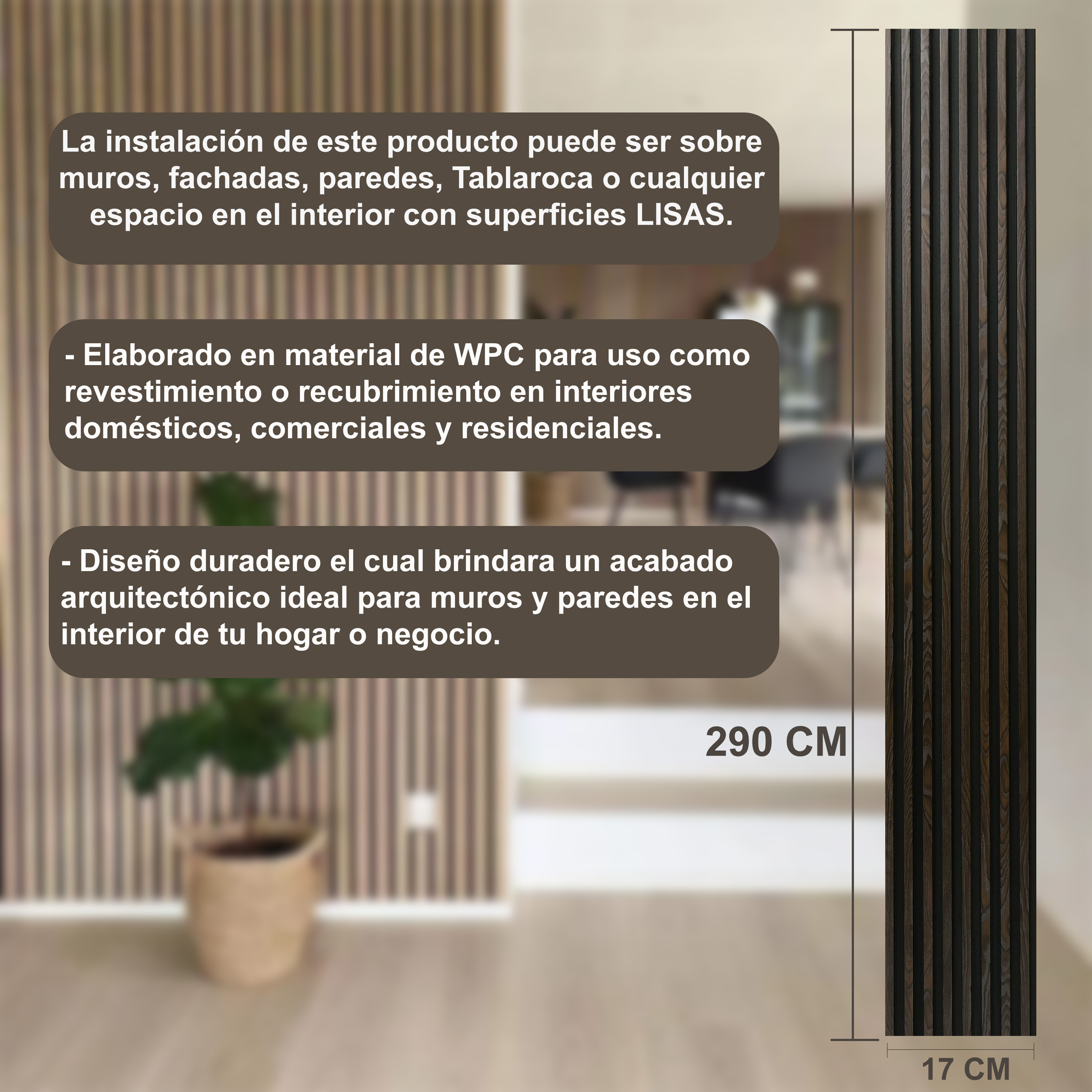 Foto 4 pulgar | Lambrín Decorativo Madera Wpc Nogal Ahumado 290 x 17cm 14 Piezas