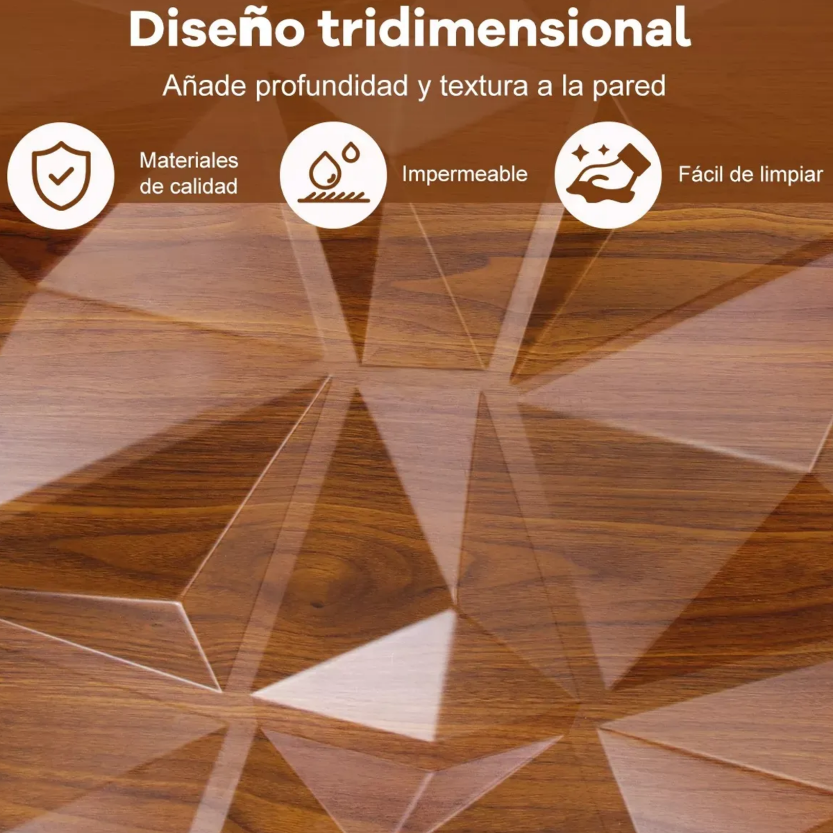 Foto 3 pulgar | Panel Decorativo Pared 3D PVC 30 x 30 cm 12 Piezas