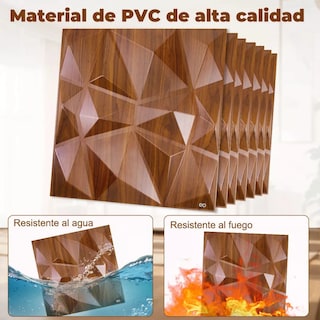 Foto 3 | Panel Decorativo Pared 3D PVC 30 x 30 cm 12 Piezas