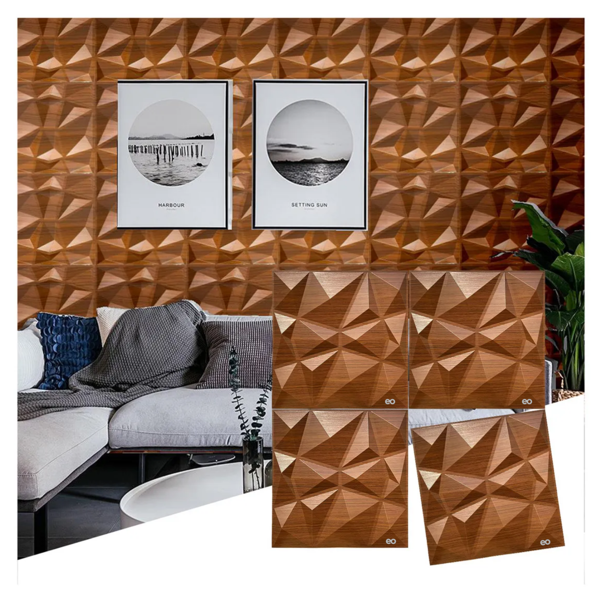 Foto 5 pulgar | Panel Decorativo Pared 3D PVC 30 x 30 cm 12 Piezas