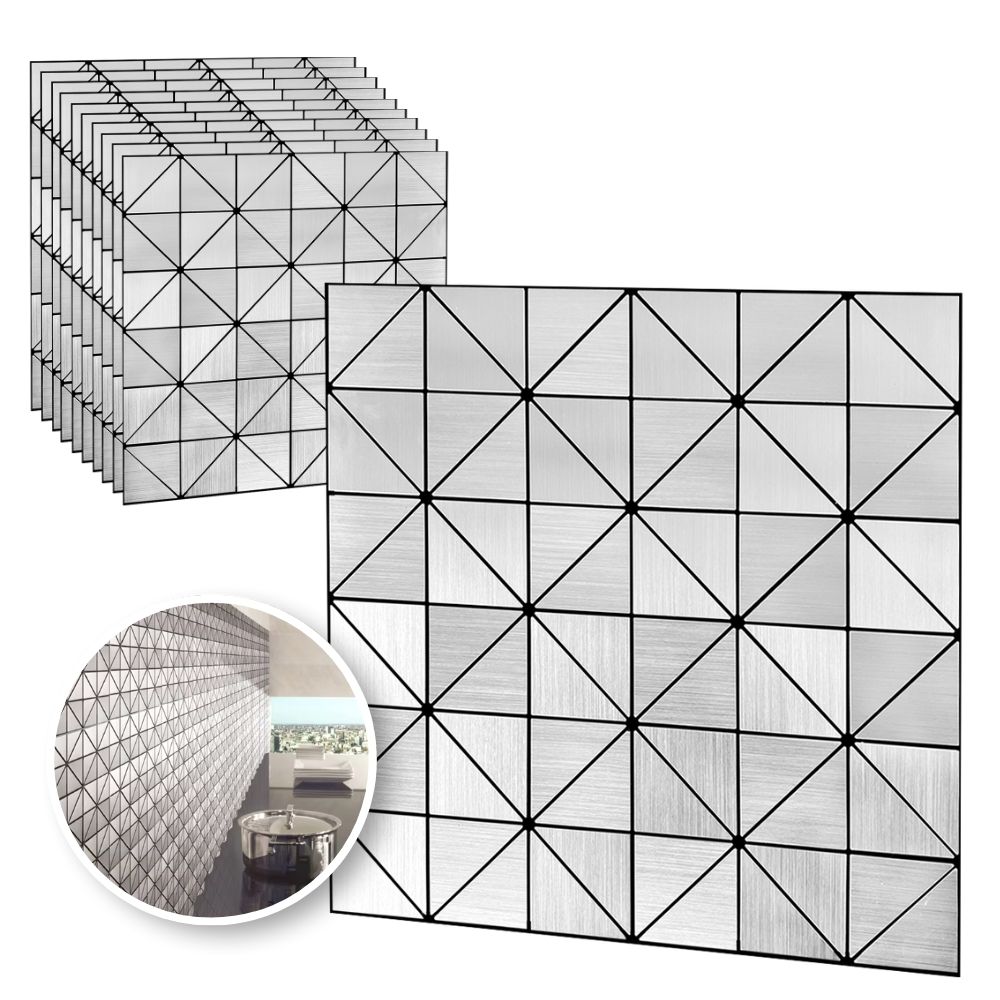 Foto 2 pulgar | Mosaico Autoadherible Para Pared Tipo Pirámide Acero / 11pz (1m2)